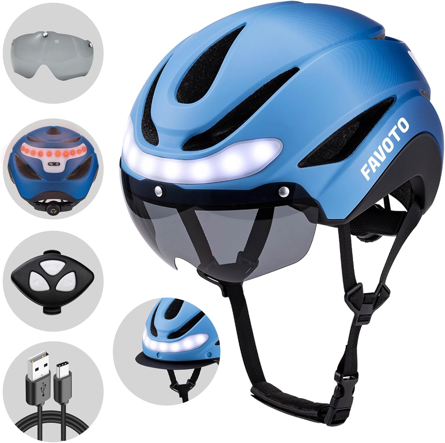 bike helmet with turn signal Favoto Bike Helmet with Turn Signals Lights