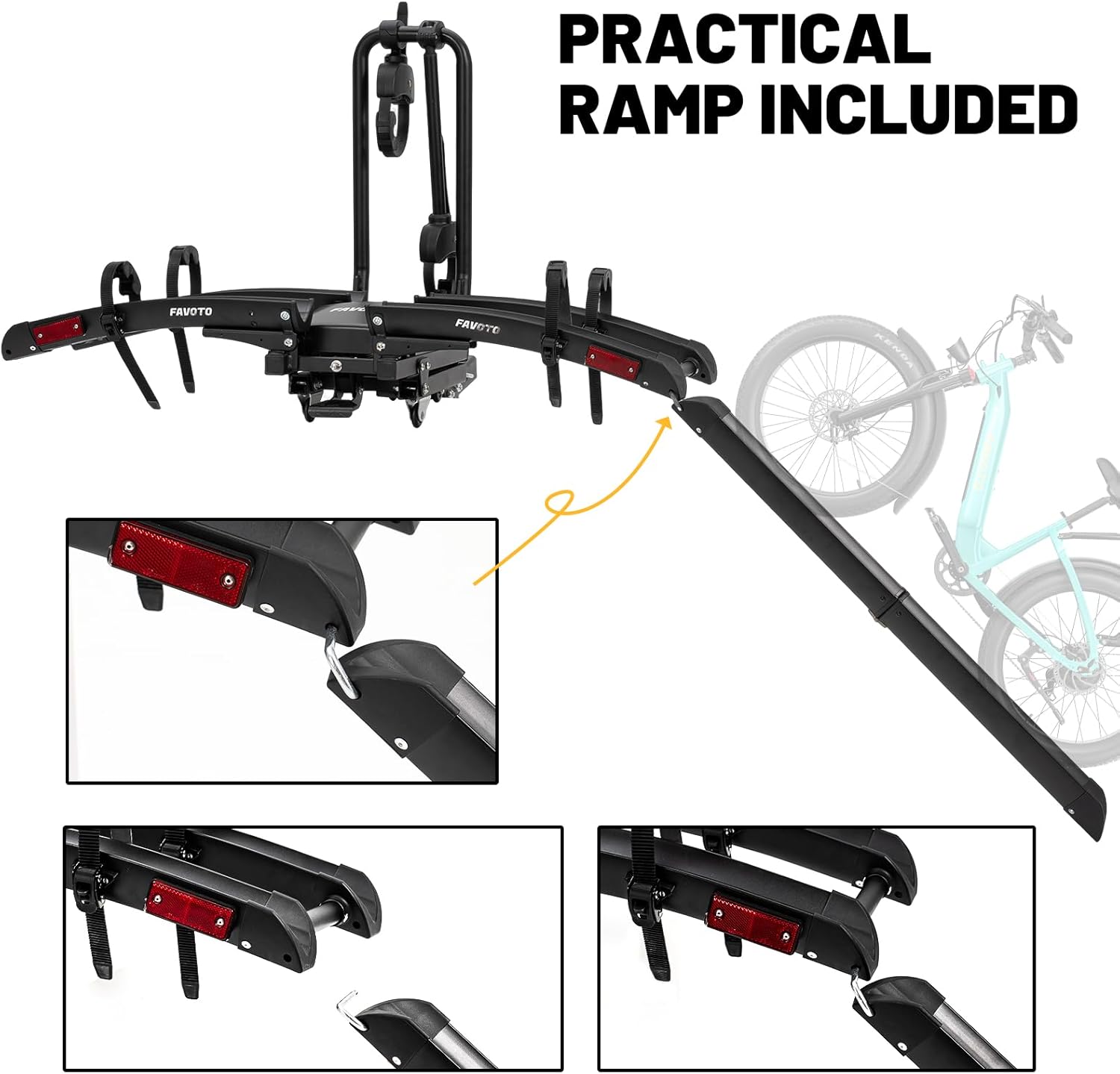 Favoto Hitch Ebike Car Rack with Anti-Wobble 2-Inch Receiver