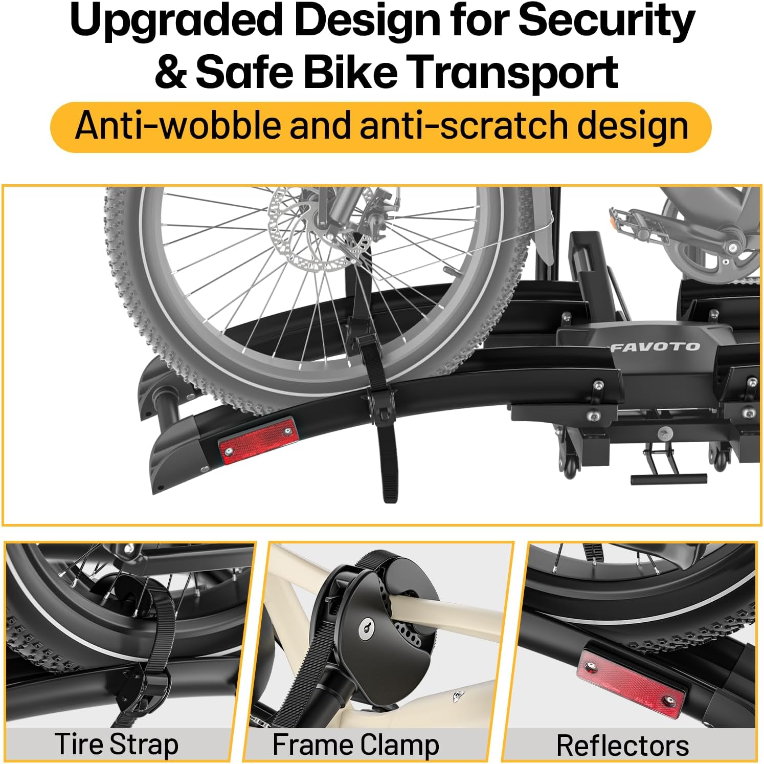 Favoto Hitch Ebike Car Rack with Anti-Wobble 2-Inch Receiver