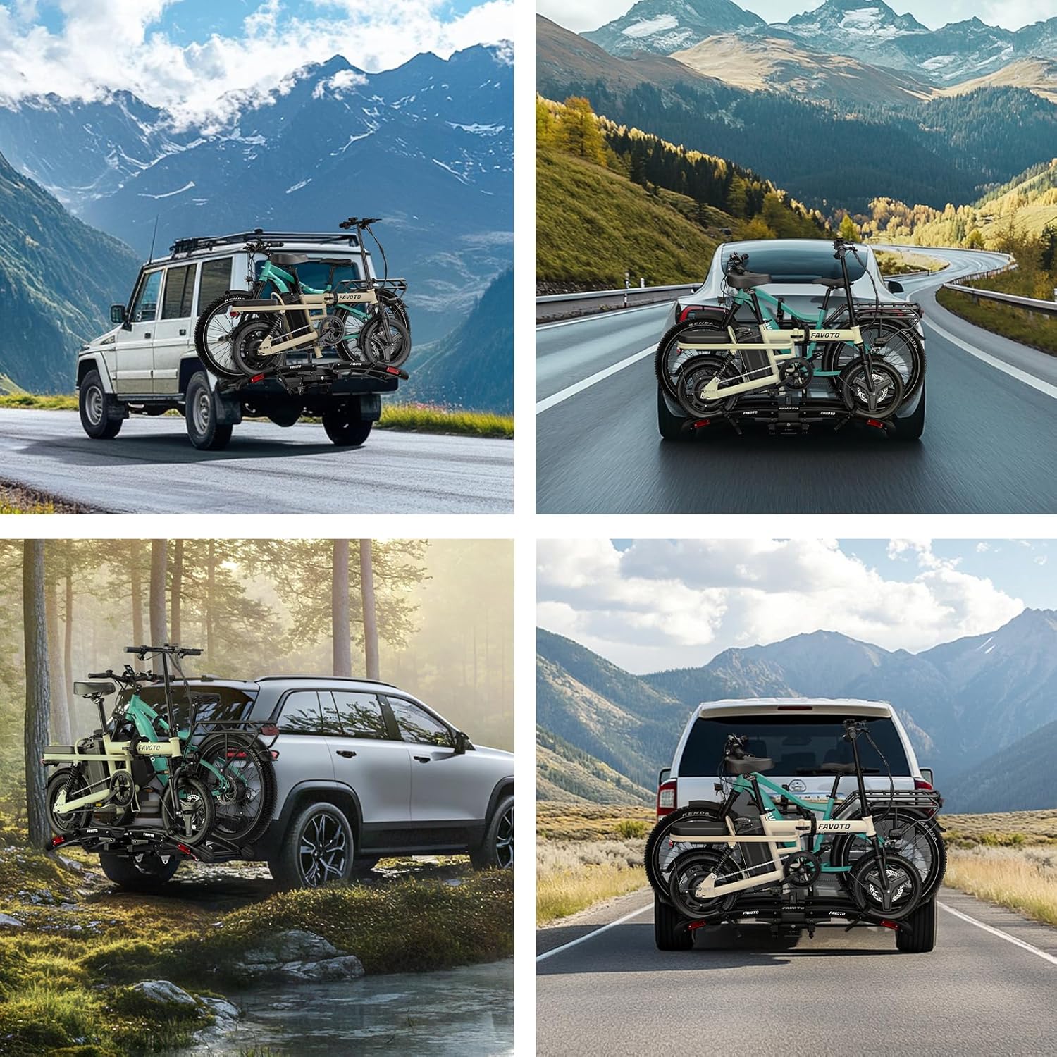 Favoto Hitch Ebike Car Rack with Anti-Wobble 2-Inch Receiver