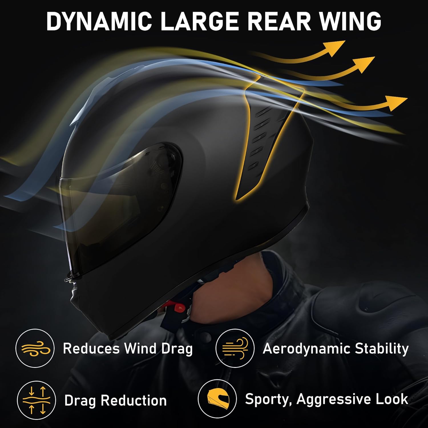 Favoto Full Face Motorcycle Helmet With Dynamic Rear Wing Favoto Full Face Motorcycle Helmet With Dynamic Rear Wing