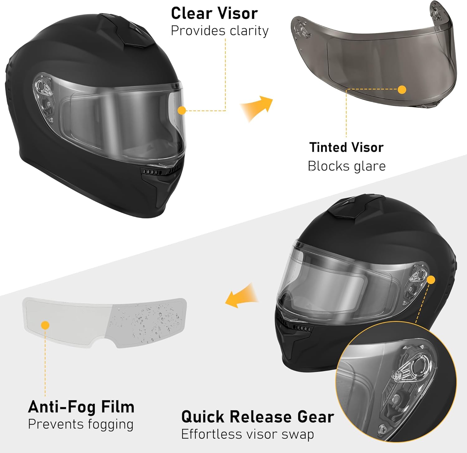 favoto motorcycle helmet Favoto Full Face Motorcycle Helmet With Dynamic Rear Wing