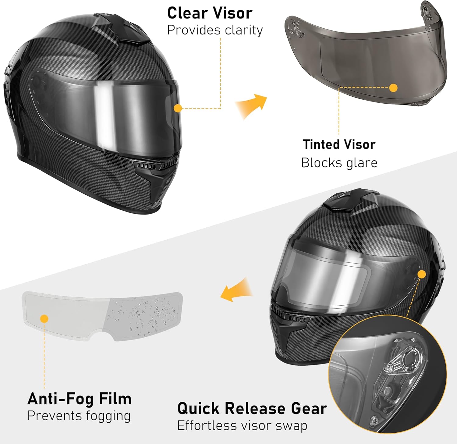 favoto motorcycle helmet Favoto Full Face Motorcycle Helmet With Dynamic Rear Wing