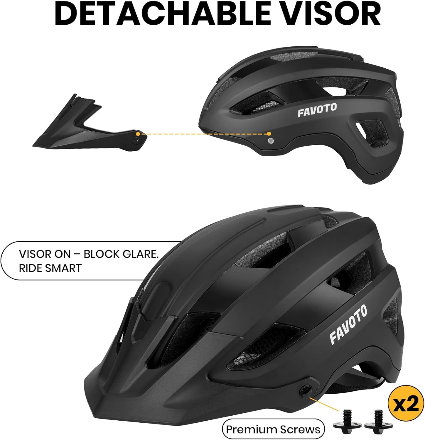 Favoto Mountain Bike Helmet Adult - Black Favoto Mountain Bike Helmet Adult - Black