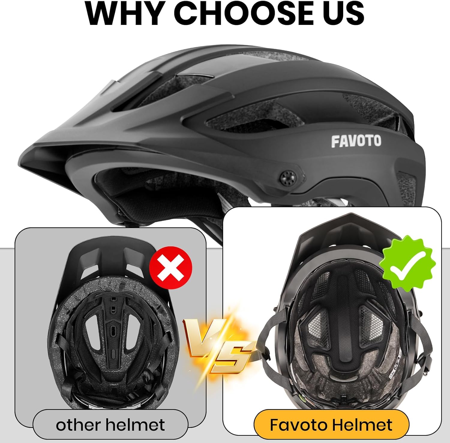 Favoto Mountain Bike Helmet Adult - Black
