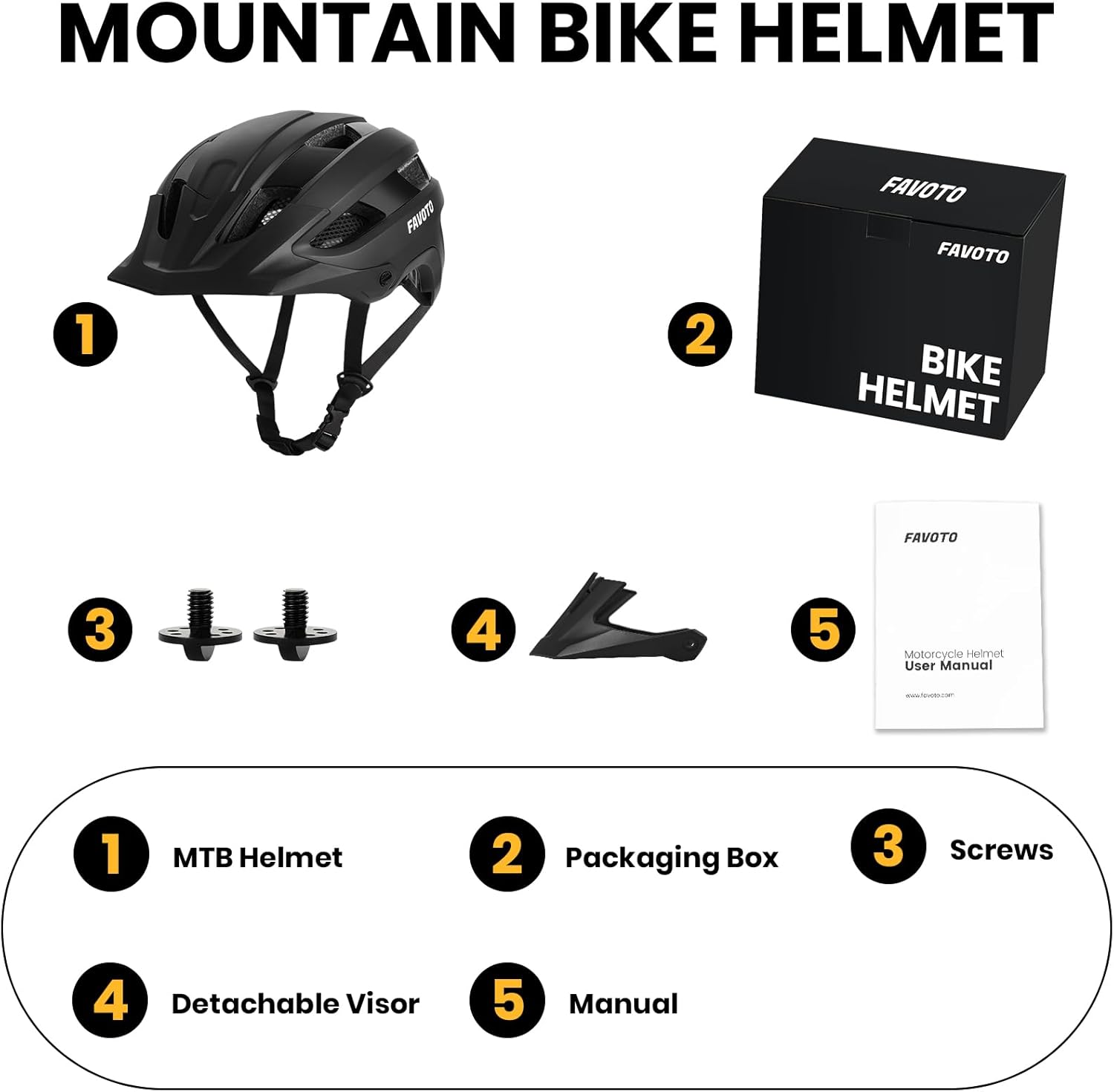 Favoto Mountain Bike Helmet Adult - Black