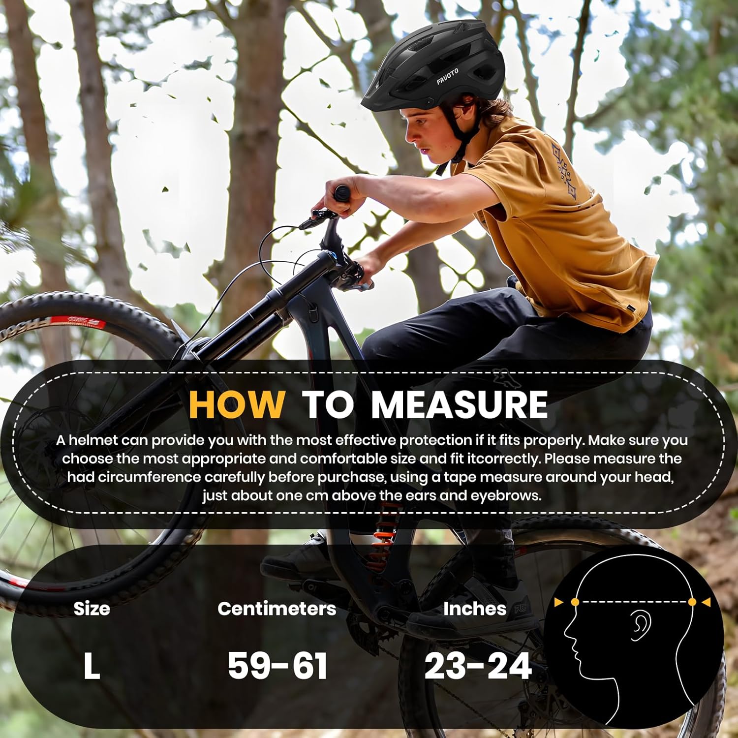 Favoto Mountain Bike Helmet Adult - Black