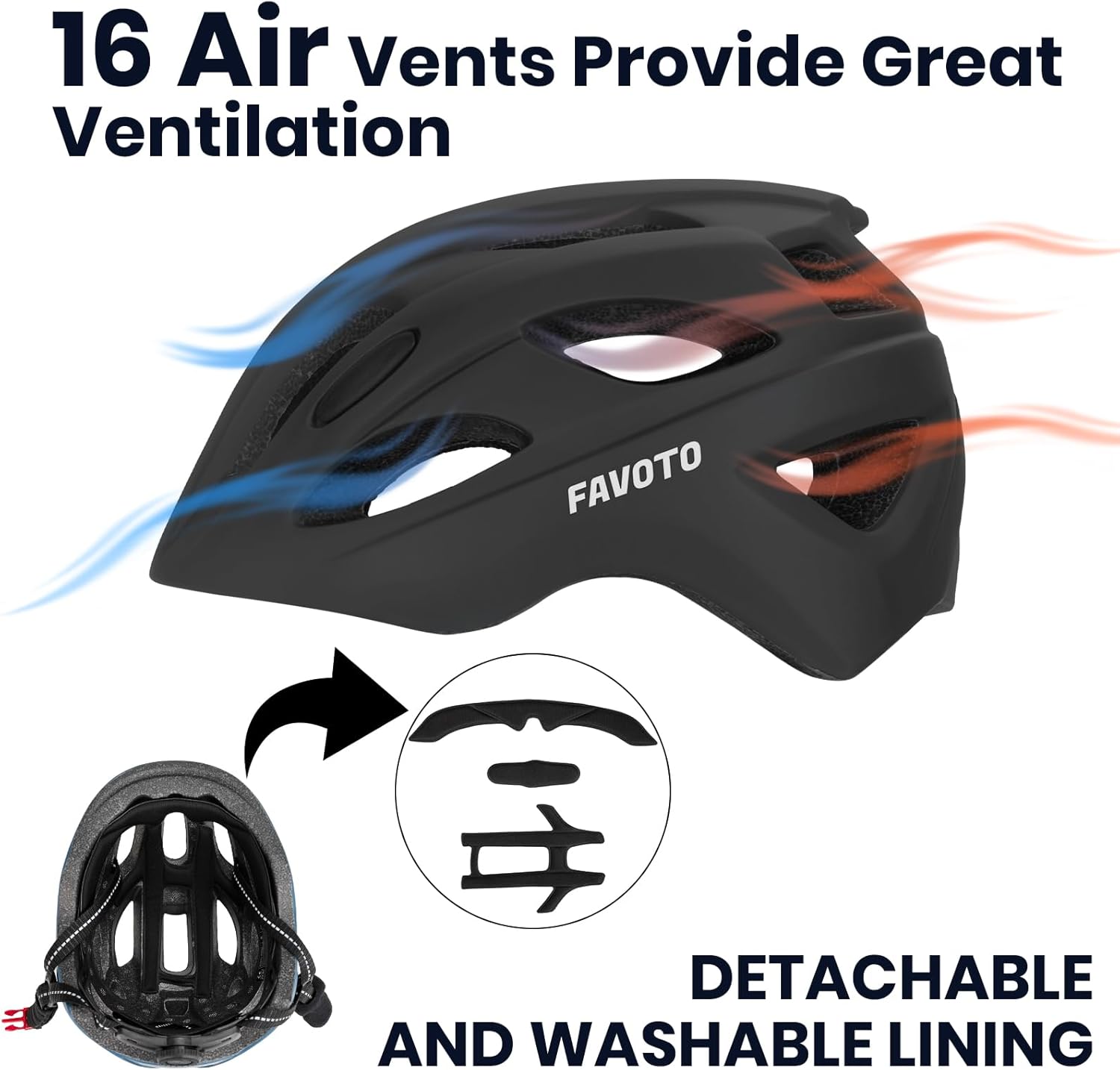 best ventilation bike helmet Favoto Kids Toddler Bike Helmet Children Cycling Helmet Breathable Black Adjustable Helmet For Boys And Girls Size Xs(