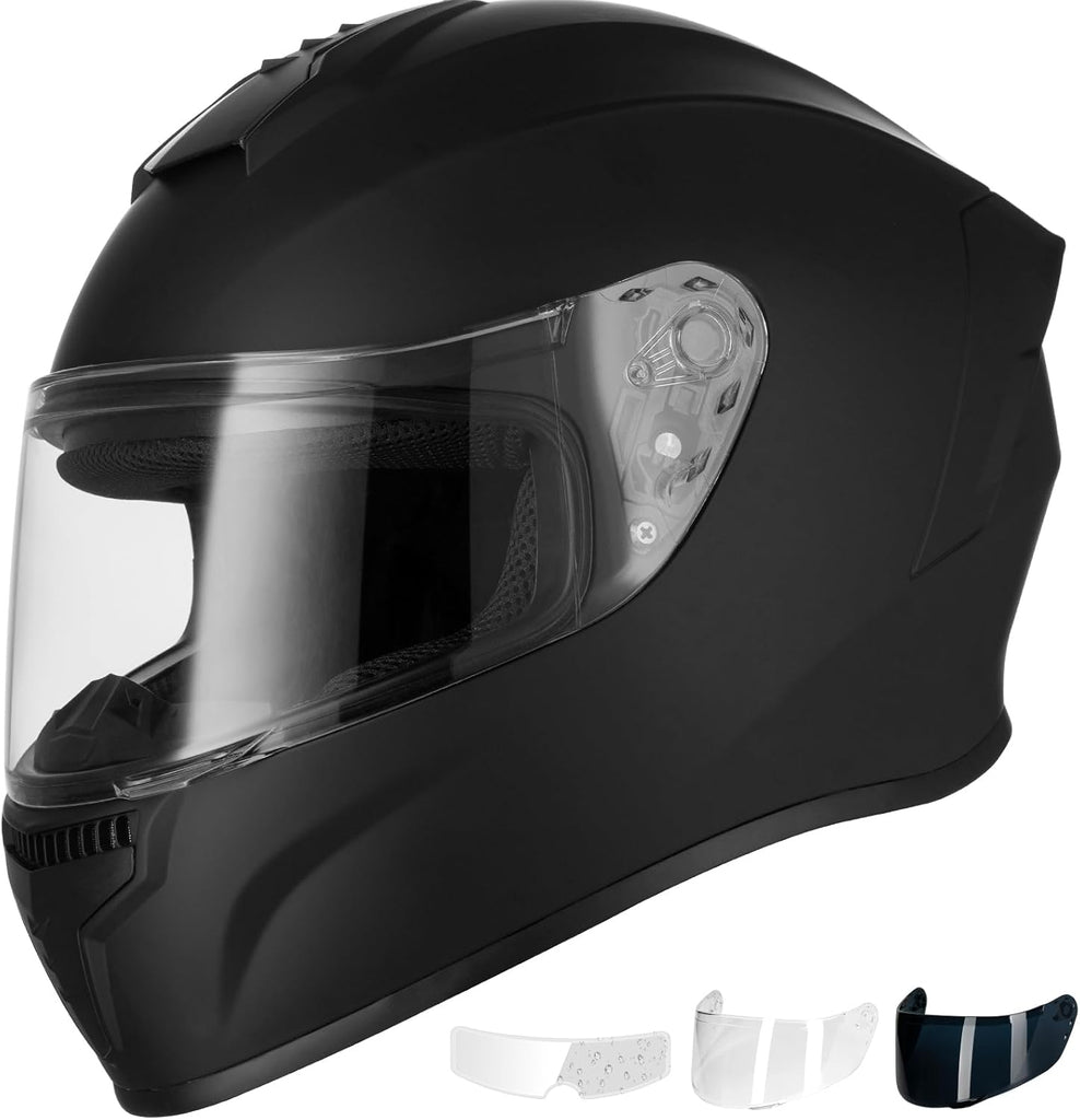 best all black motorcycle helmets GDM Ghost Full Face Helmet Matte Homologated to ECE 22.06 and DOT standards Favoto Full Face Motorcycle Helmet