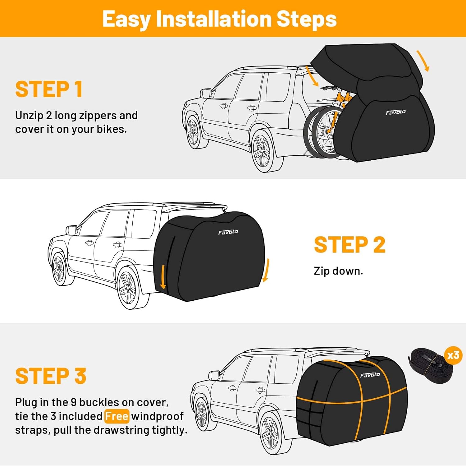 Favoto Bike Cover for Transport 2 Bikes