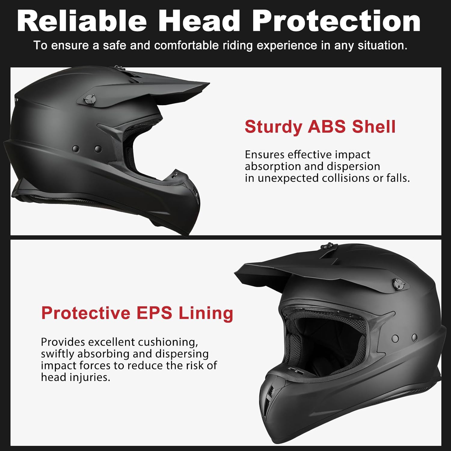 dirt bike helmet for street riding safe Favoto Motorcycle Cross Helmet Full Face Black