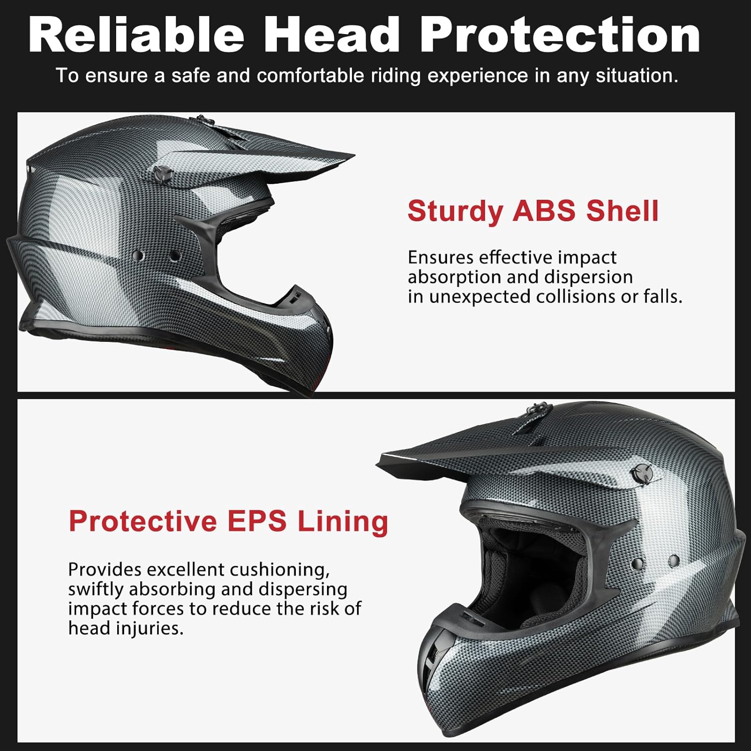 Favoto Adult Dirt Bike Helmets - Carbon Fiber