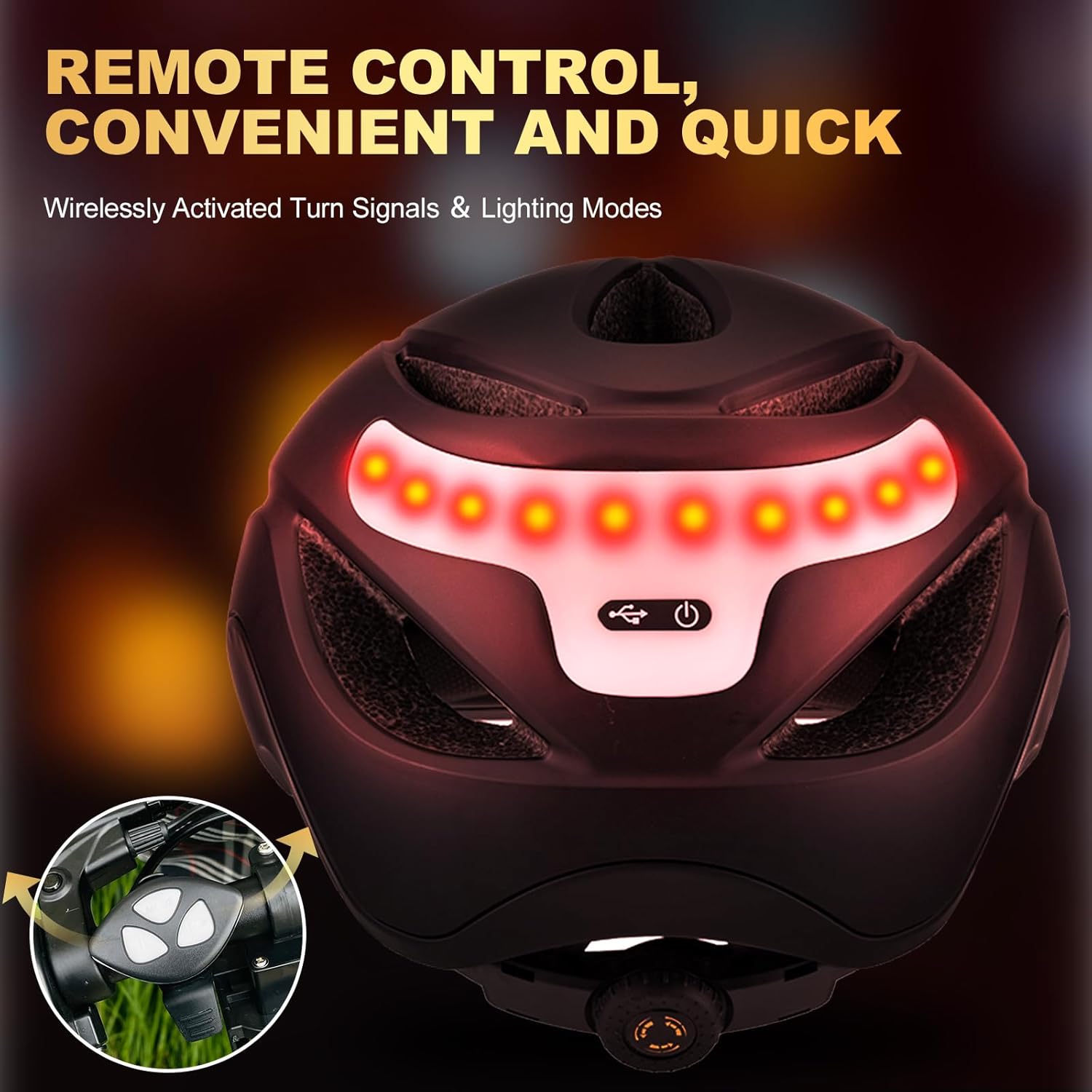 Favoto Bike Helmet with Turn Signals Lights - Titanium