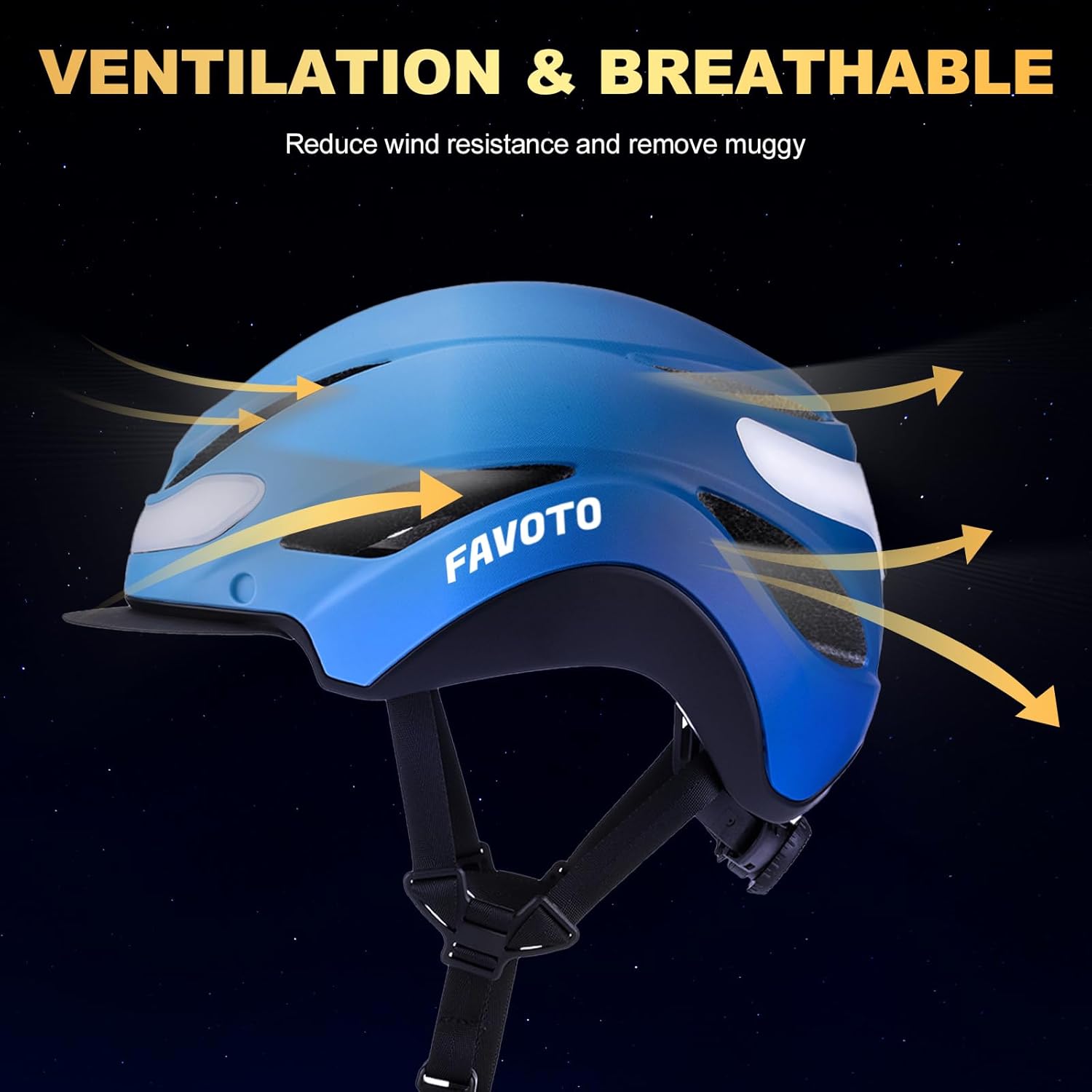 Favoto Bike Helmet with Turn Signals Lights - Blue