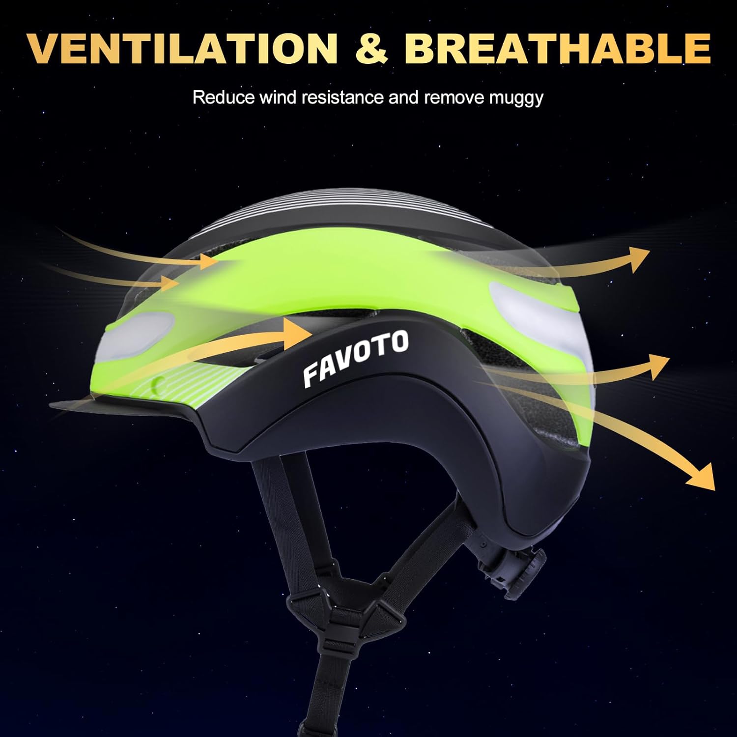 Favoto Bike Helmet with Turn Signals Lights - Green