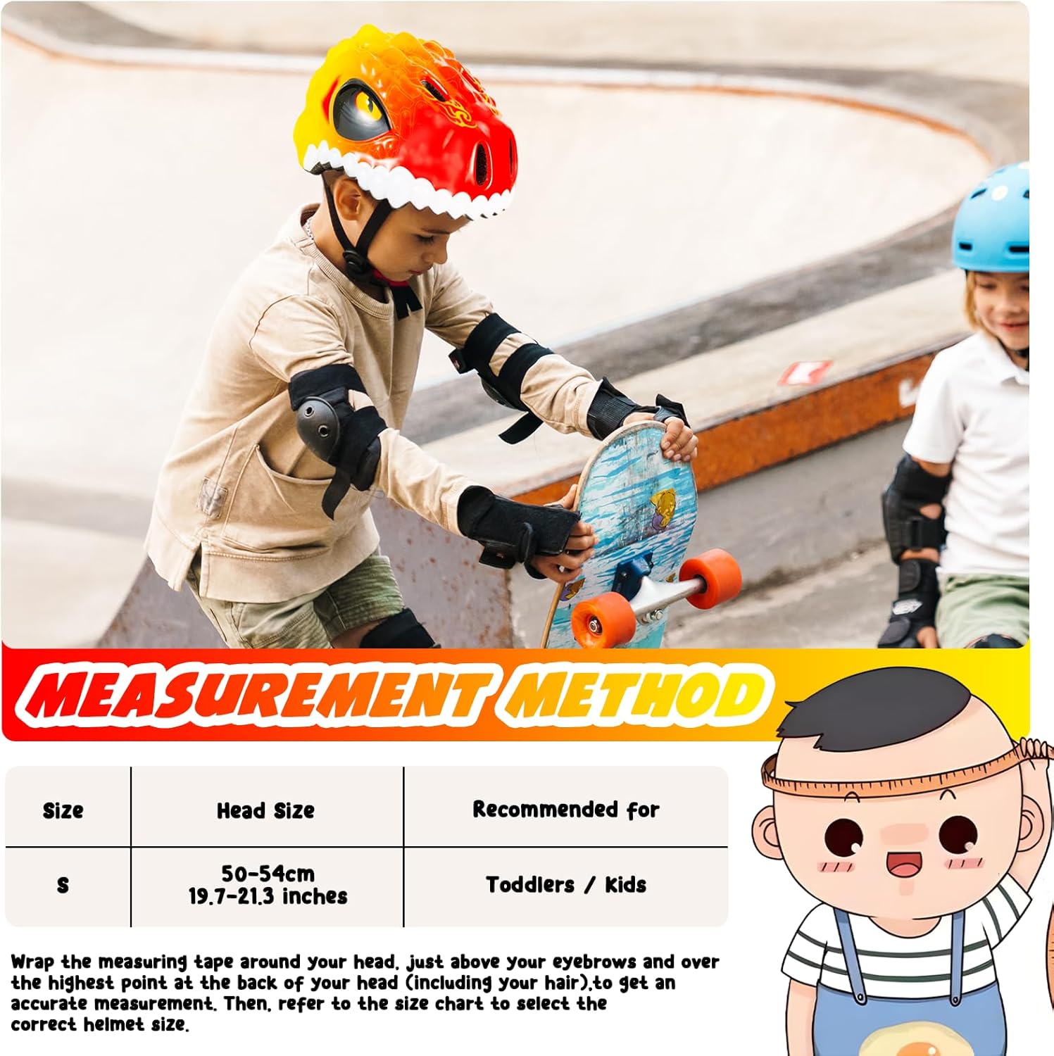 Favoto Kids Bike Helmet Dinosaur - Red Yellow
