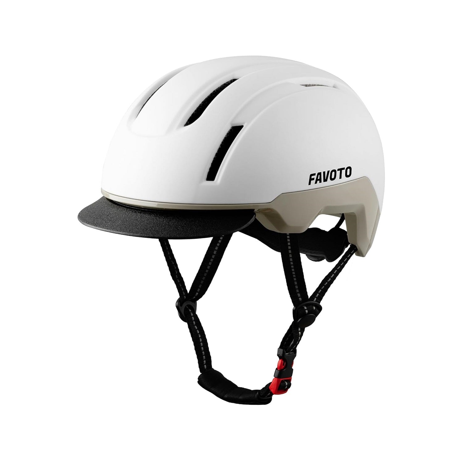 Favoto Urban Bike Helmet Dual Shell with Removable Visor White