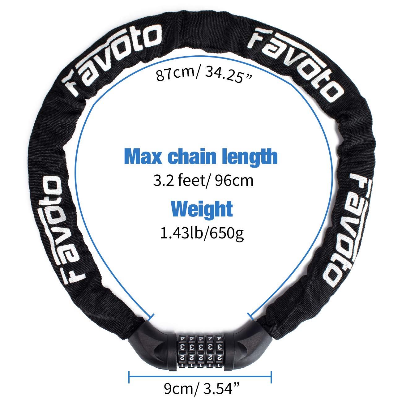 Favoto 3.2 ft Bike Chain Lock